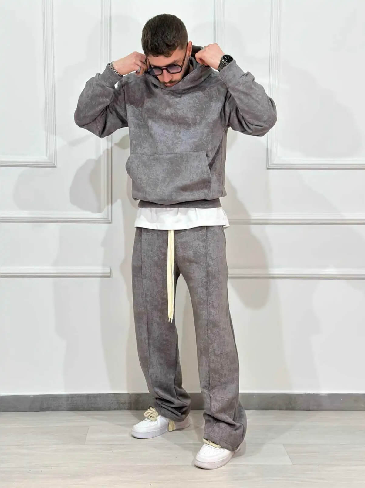 Coordinato Tuta Chill Boxy Fit Grigio Sbravato