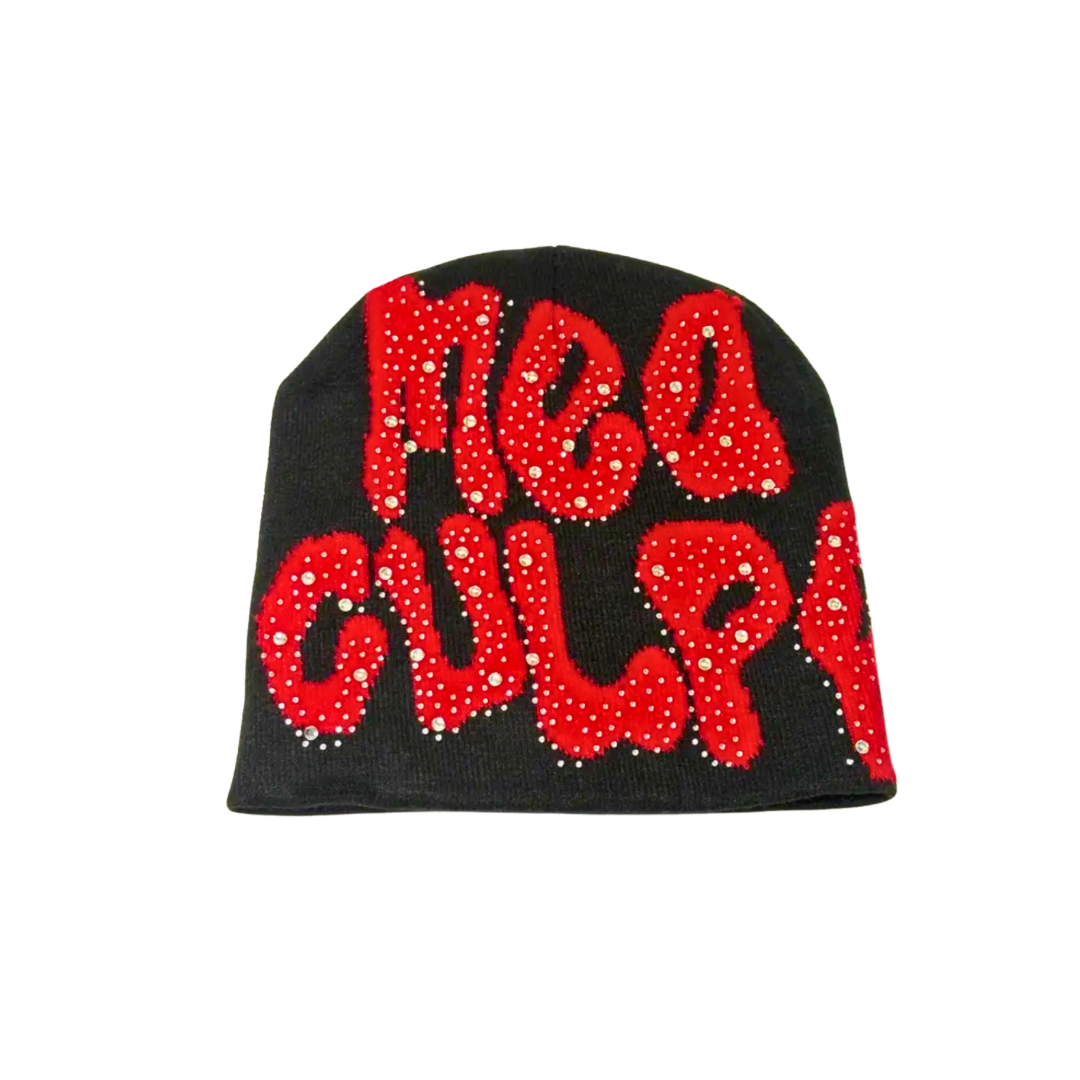 LIMITED EDITION Berretto Mea Culpa - Black and Red — abbigliamento streetwear JK