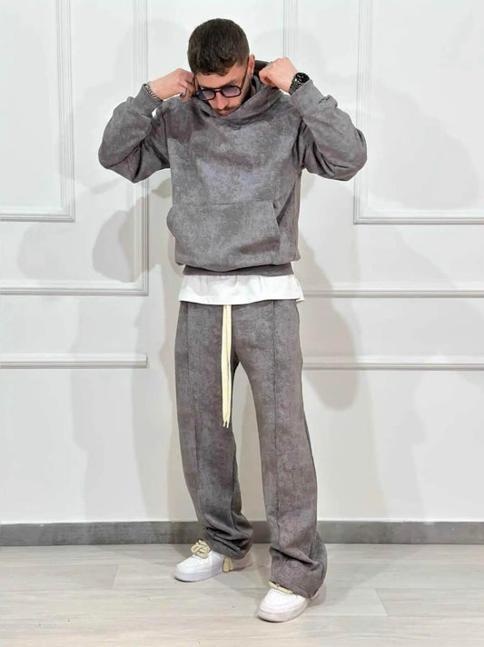 Coordinato Tuta Chill Boxy Fit Grigio Sbravato